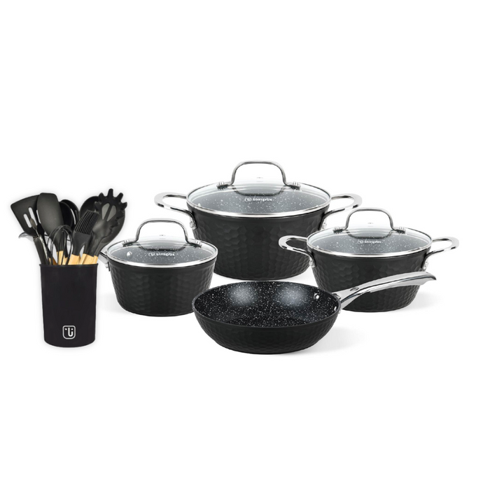 Pack Batería Copper 7Pz + Set 12 Utensilios Negro Simplit – foto 2