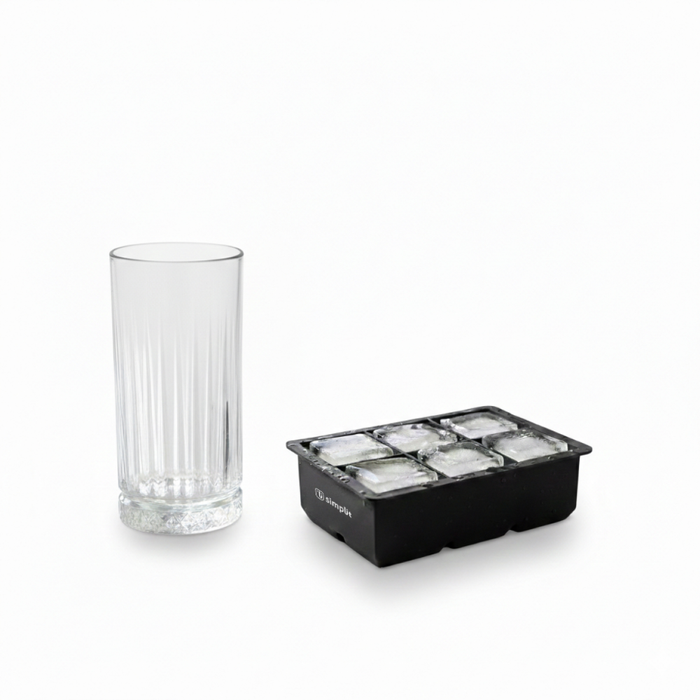 Pack 6 Vasos Largos Ginebra 460ml + Cubeta 6 Hielos Simplit