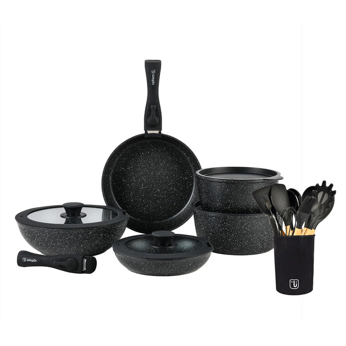 Simplit Pack Oxford Utensilios Negro — detalle set utensilios silicona negro