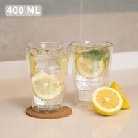 Set 2 Vasos Vidrio Doble Pared 400 ml Simplit
