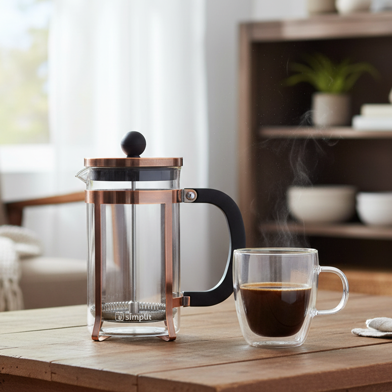 Pack Cafetera Francesa 600 ml + Taza Vidrio 350ml Simplit