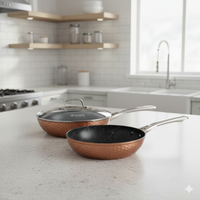 Set 2 Sarténes Cobre Antiadherente 28cm Tapa + 24cm Simplit