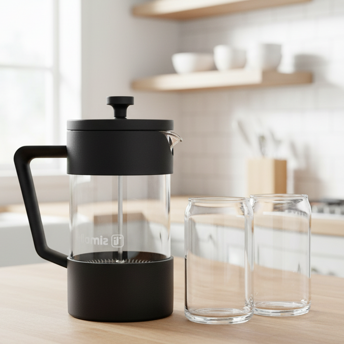 Pack Cafetera Francesa 600ml + Set 2 Vasos 550ml Simplit