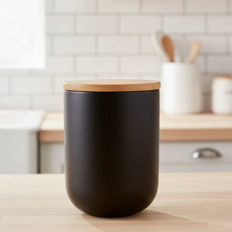 Contenedor de Cerámica Hermético Tapa Madera M Simplit