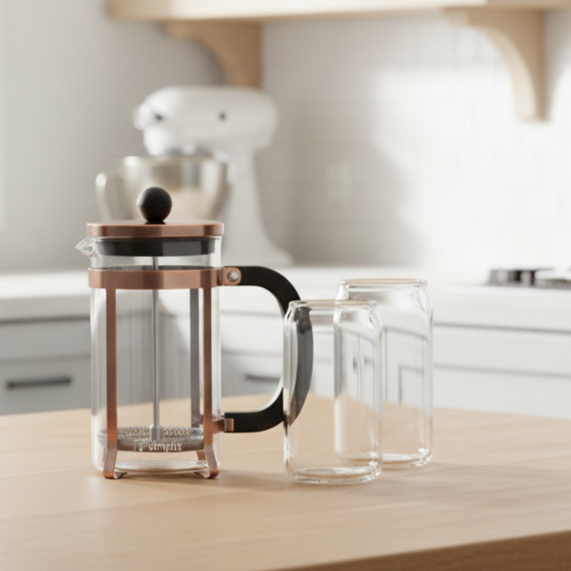 Pack Cafetera Francesa 600 ml + Set 2 Vasos 550 ml Simplit