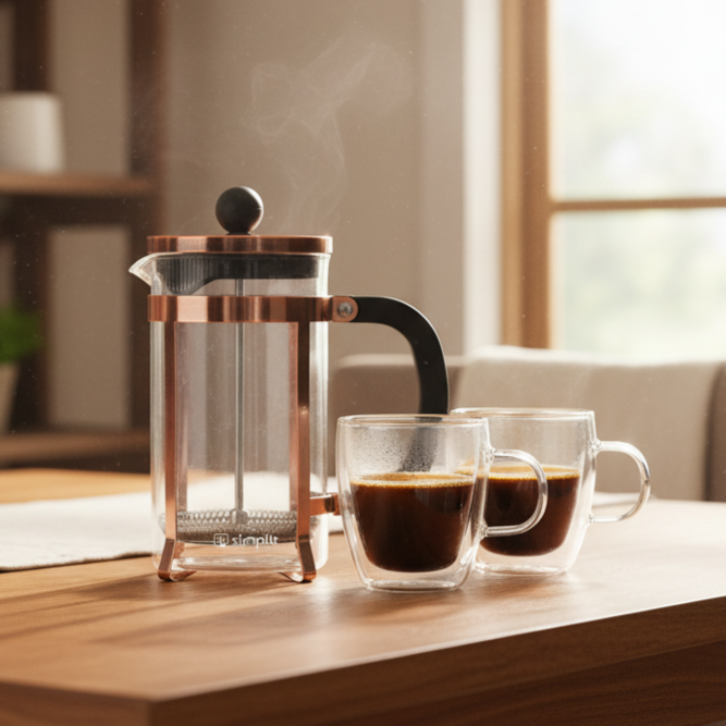 Pack Cafetera Francesa 600 ml + Set 2 Tazas 350 ml Simplit