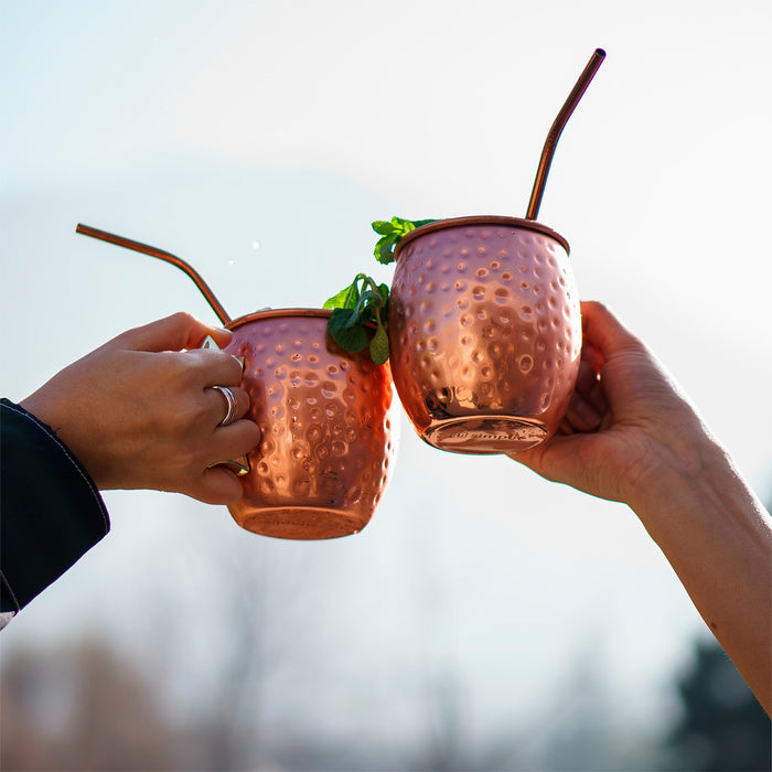 Set 4 Vasos Moscow Mule Mug Cobre + Bombillas Simplit