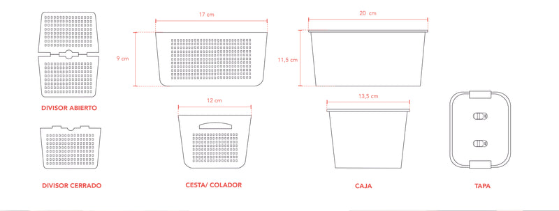 Simplit | Caja Organizadora Refrigerador con Cesta Mediana