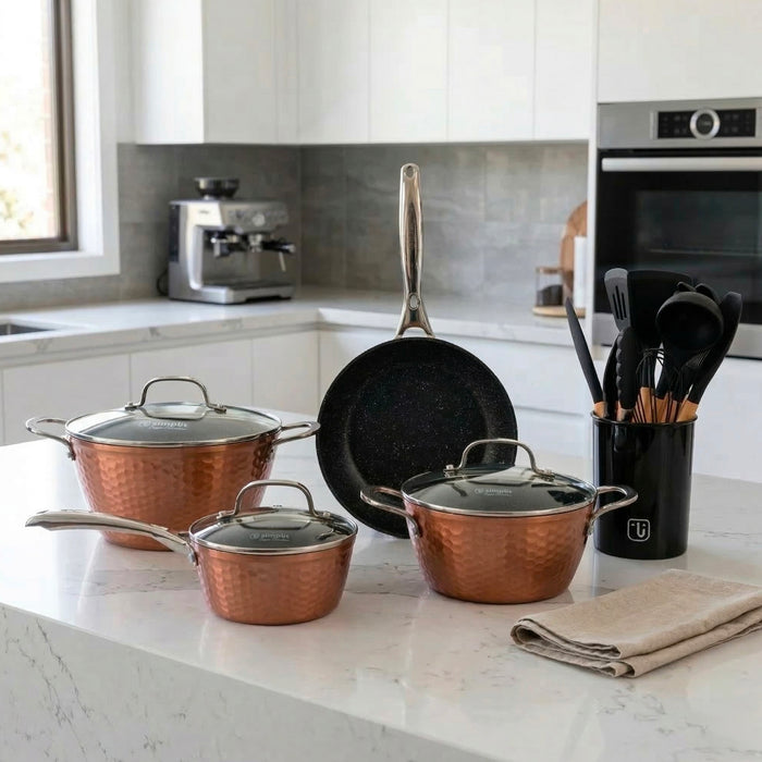 Kit Batería Cocina 7 Pza + Set 12 Utensilios Simplit