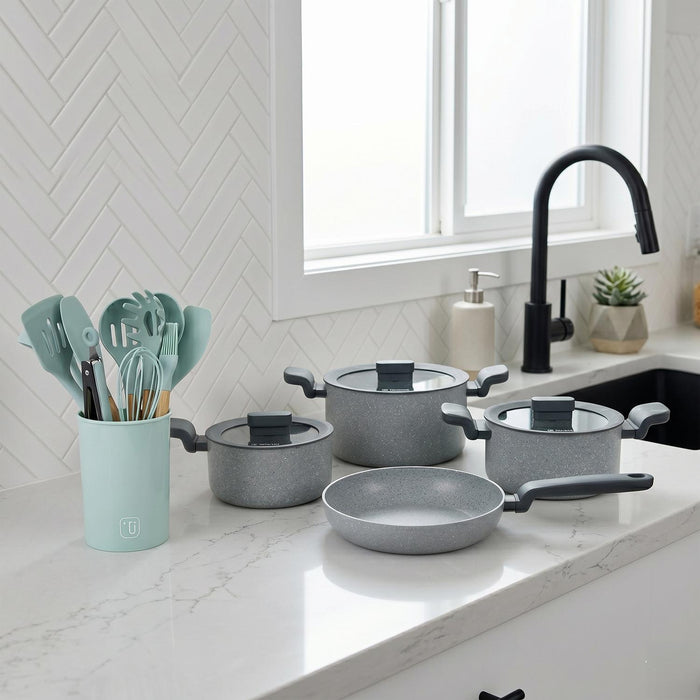 Batería de Cocina Pompei + Set 12 Utensilios Calipso Simplit