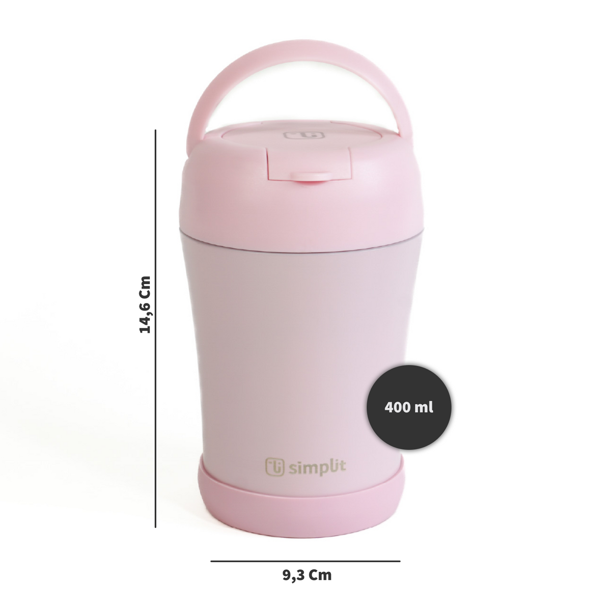 Termo Comida 400ml Rosado Cuchara Acero Inox Simplit