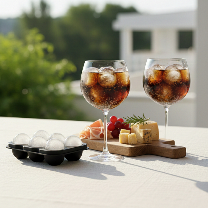 6 Copas Gin 650ml Cristal London + Cubeta 6 Hielos - Día de la piscola