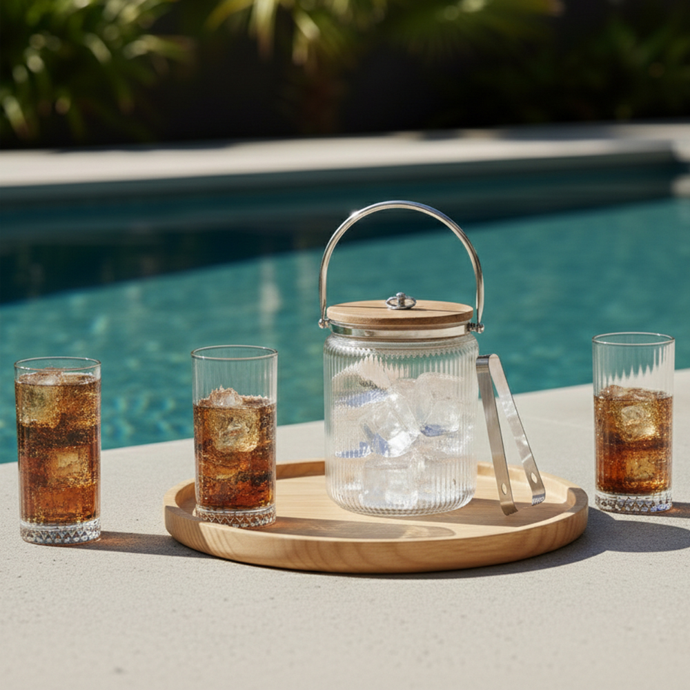 6 Vasos Largos 460ml Ginebra + Hielera Charlotte 3,8lts - Día de la piscola