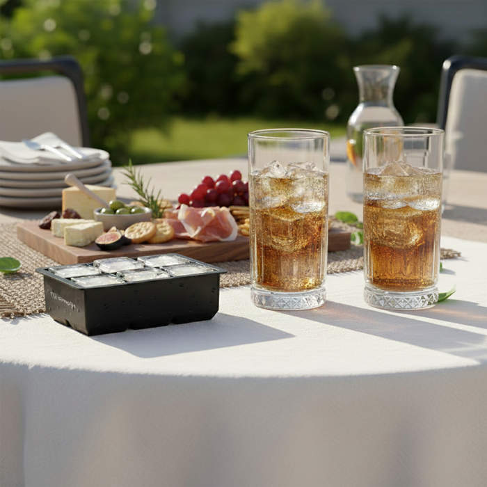 6 Vasos Largos 460ml Ginebra + Cubeta 6 hielos - Día de la piscola