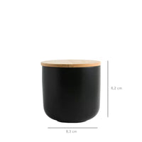 Pack 2 Contenedores Cerámica Tapa Madera S Negro Simplit
