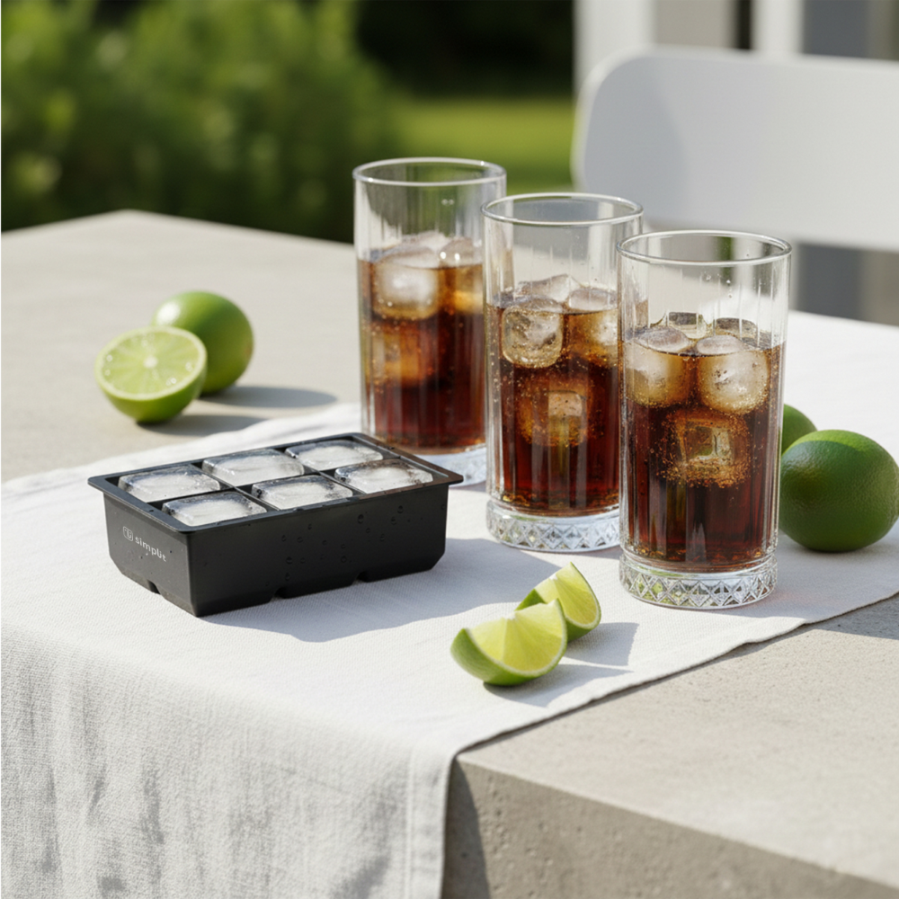 6 Vasos Largos 460ml Ginebra + Cubeta 6 hielos - Día de la piscola