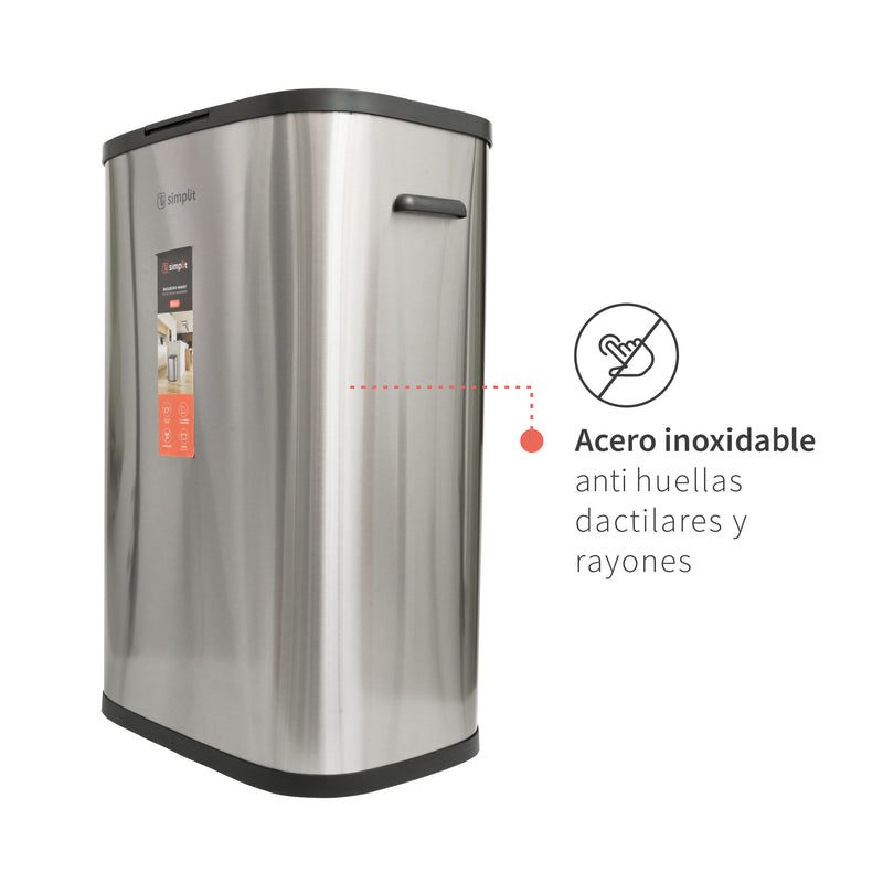 Basurero Cocina Handy 55lts Táctil Acero Inox Simplit