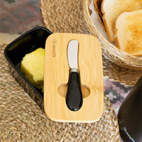 Mantequillero Cerámica Tapa Bamboo + Cuchillo 600 ml Simplit