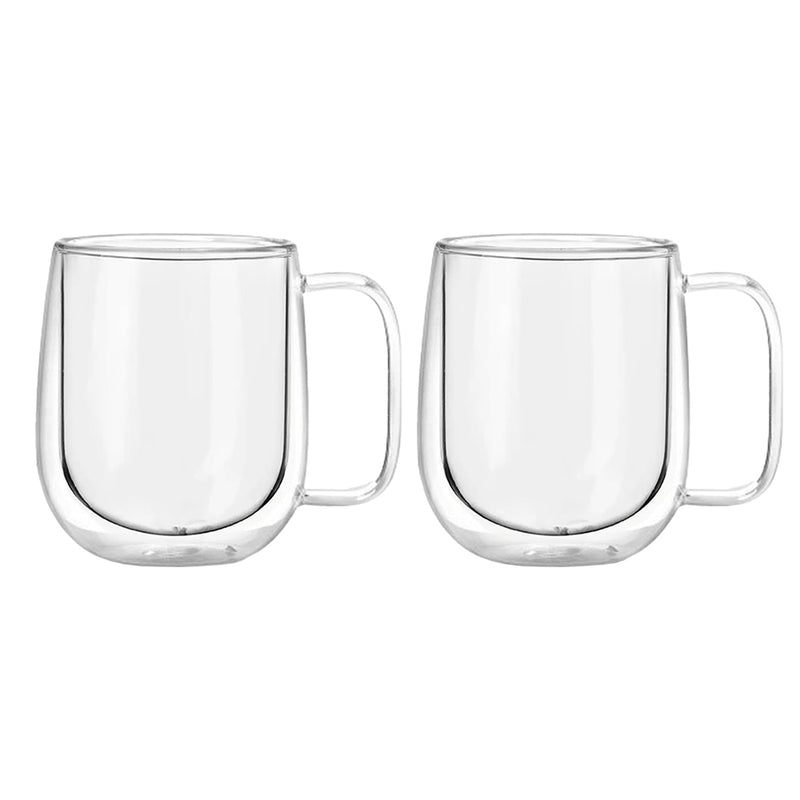 Set 2 Tazas Mug de Vidrio Doble Pared 300 ml Simplit