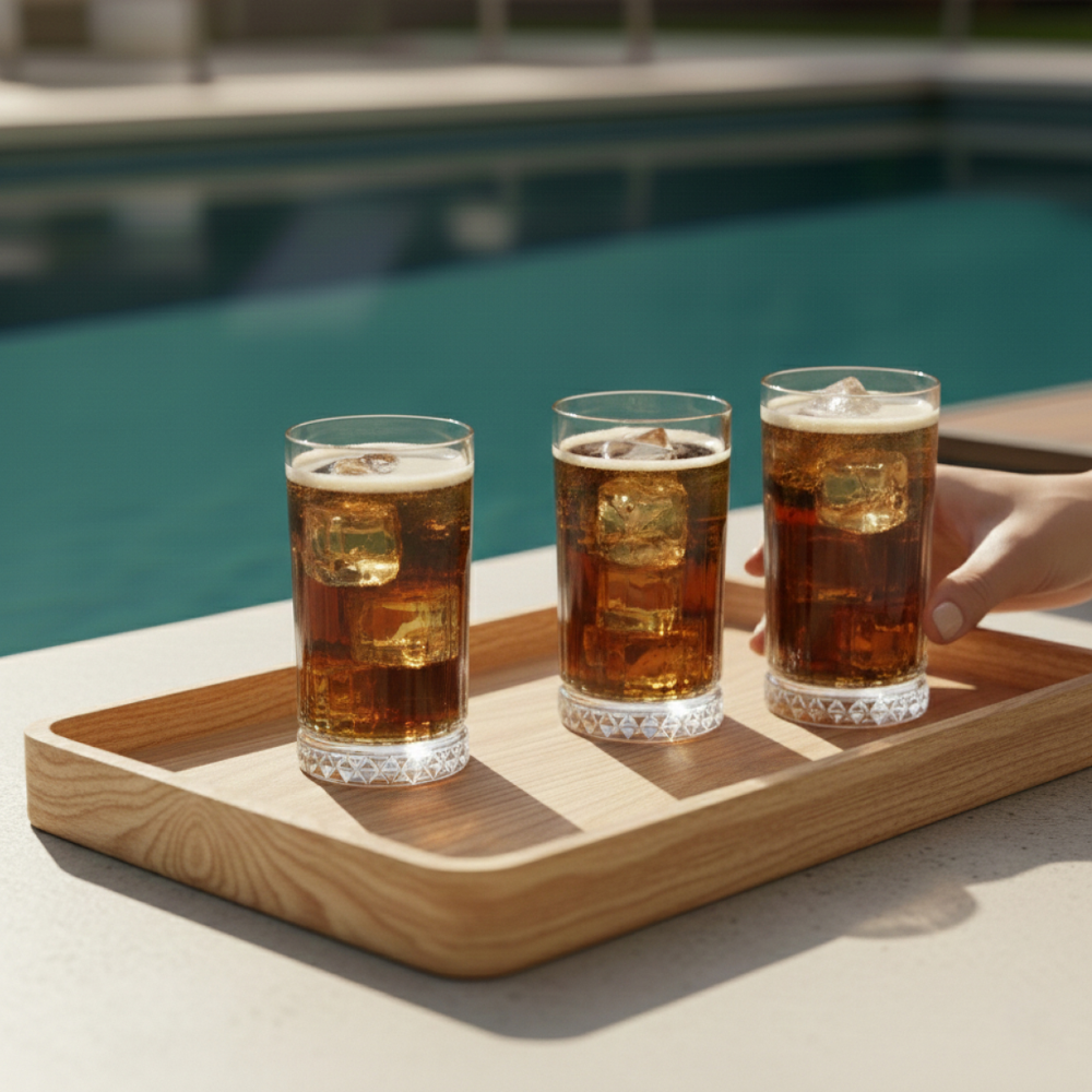 6 Vasos Largos 460ml Ginebra + Cubeta 6 hielos - Día de la piscola