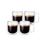 Set 4 Tazas Mug de Vidrio Doble Pared 300 ml Simplit