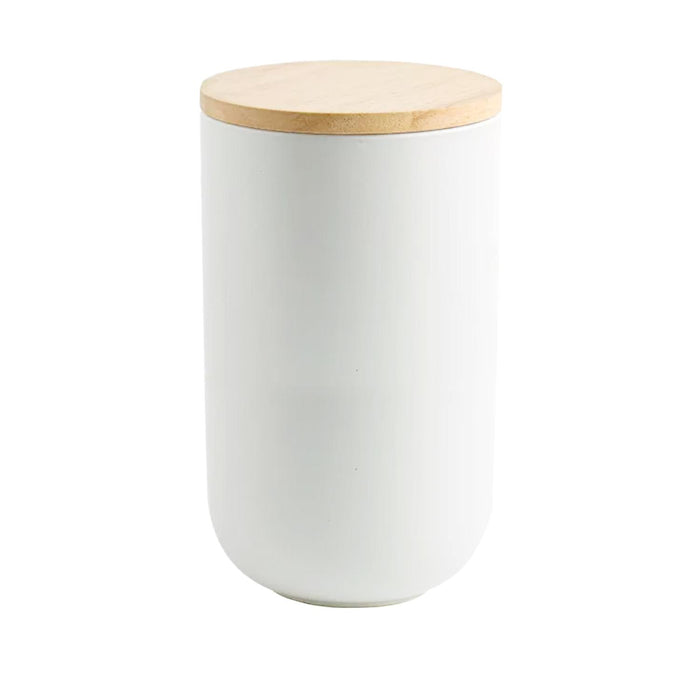 Contenedor de Cerámica Hermético Tapa Madera L Simplit – Blanco