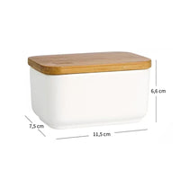 Mantequillero de Cerámica Tapa Bamboo 300 ml Simplit