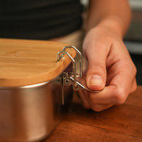 Tupper de Acero Inoxidable Tapa Madera 800 ml Simplit