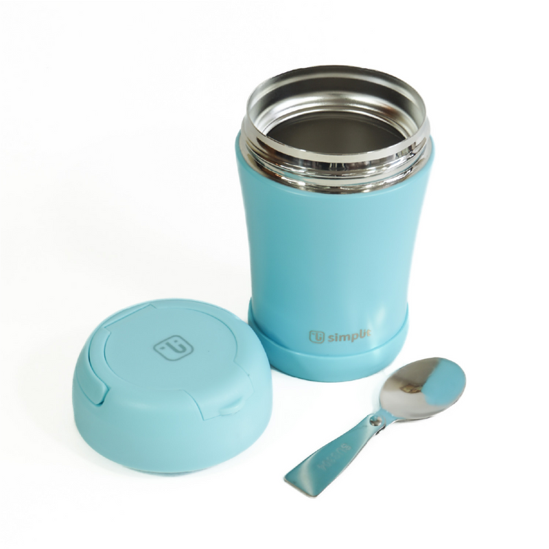 Termo Comida 400ml Azul Cuchara Acero Inox Simplit