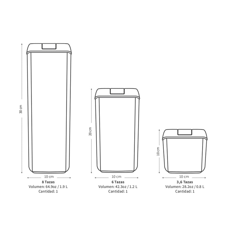 Pack 10 Contenedores Herméticos Plástico Blanco Simplit