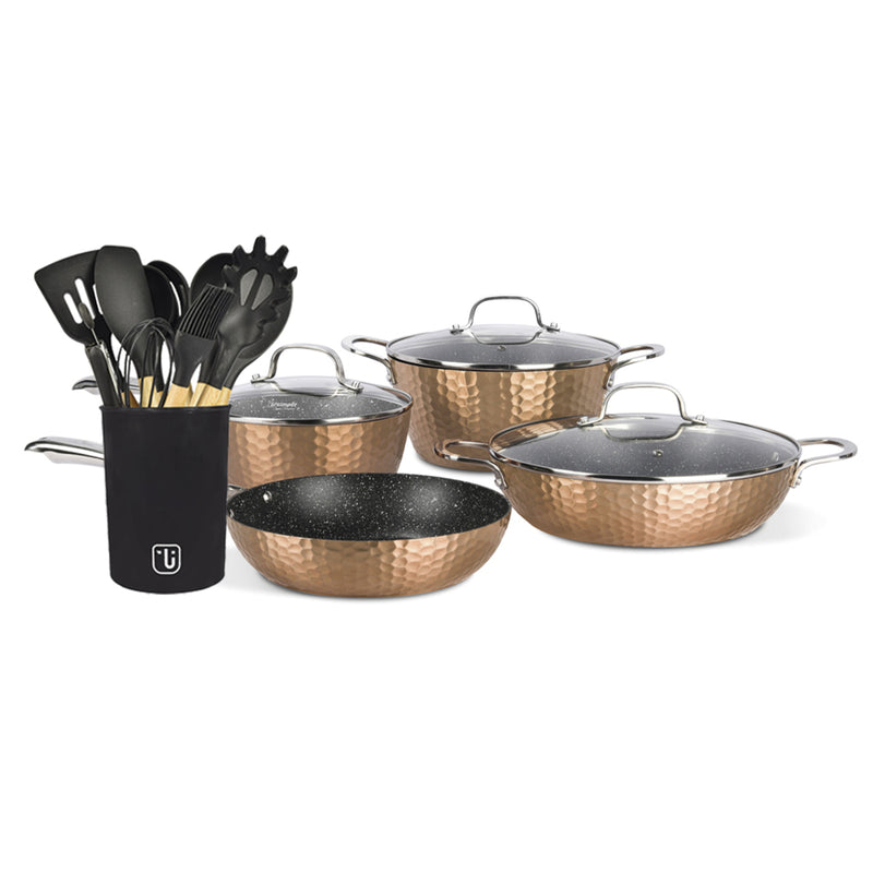 Kit Batería Cocina 7 Pza + Set 12 Utensilios Simplit