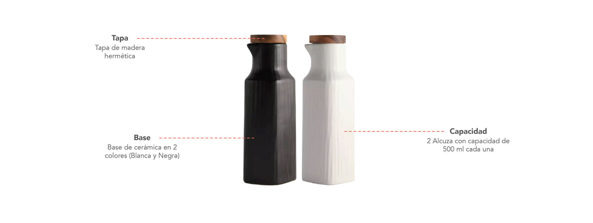 Simplit | Set Alcuza Cerámica 2 Piezas Cuadrada 500 ml 