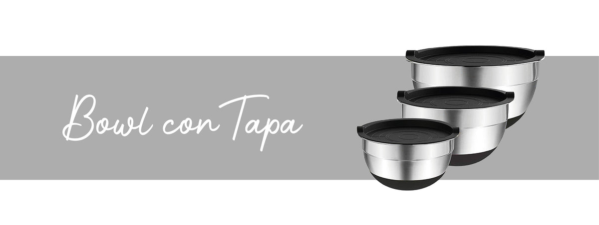 Simplit | Set 3 Bowls con Tapa Acero Inoxidable Antideslizante