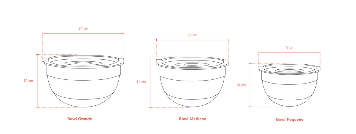 Simplit | Set 3 Bowls con Tapa Acero Inoxidable Antideslizante