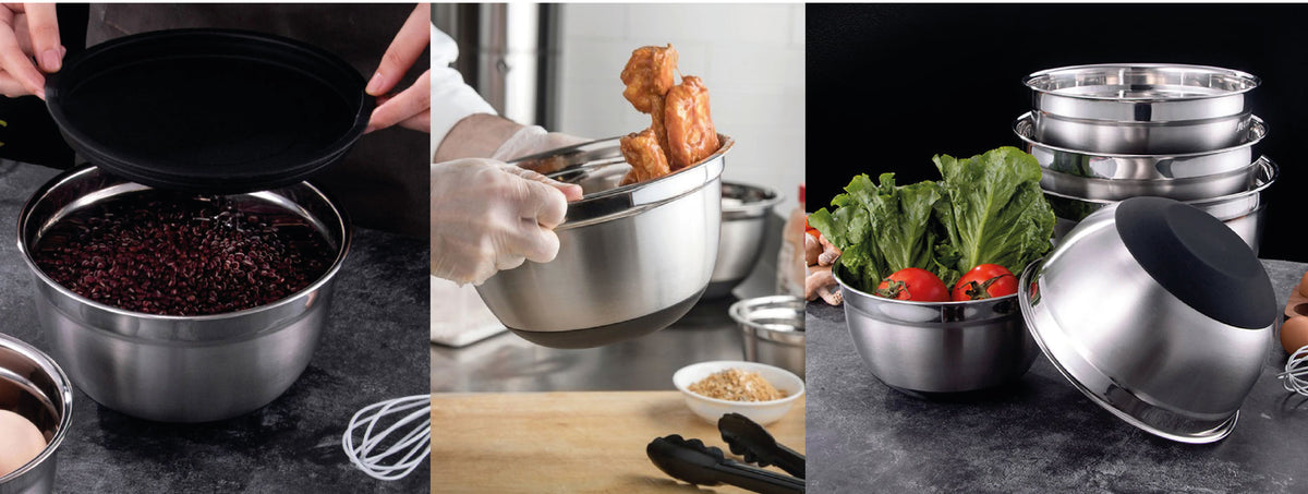 Simplit | Set 3 Bowls con Tapa Acero Inoxidable Antideslizante