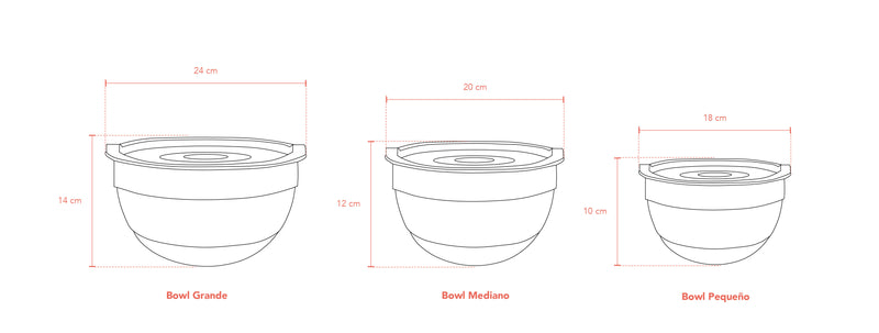 Simplit | Set 3 Bowls con Tapa Acero Inoxidable Antideslizante