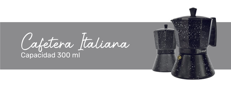 Simplit | Cafetera Italiana Negra Granito 4 Tazas