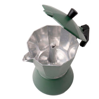 Verde · Cafetera Italiana Lucca 12 tazas 600 ml de aluminio Simplit, interior con filtro