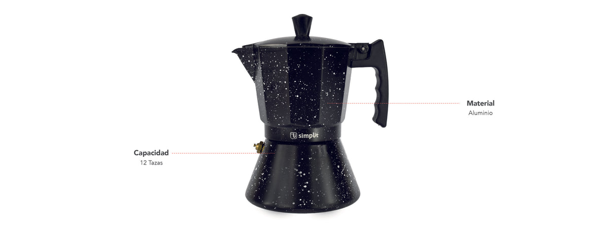 Simplit | Cafetera Italiana Negra Granito 12 Tazas
