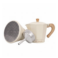 Crema · Cafetera Italiana Savannah 4 tazas 300 ml de aluminio Simplit, detalle de la base