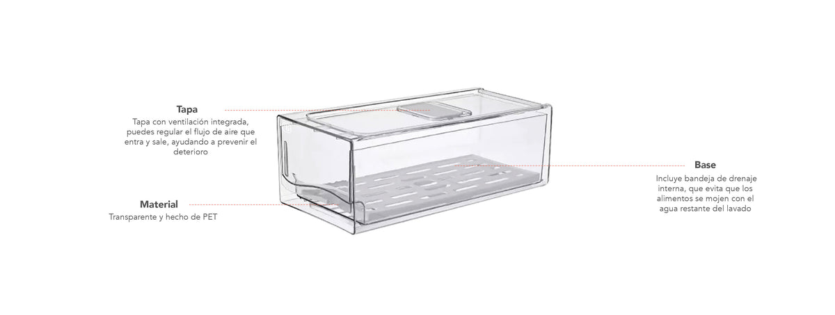 Simplit | Caja Organizadora Refrigerador con Drenaje Chica