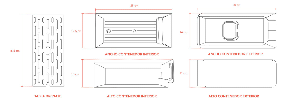 Simplit | Caja Organizadora Refrigerador con Drenaje Chica