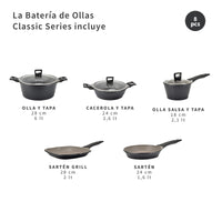 Batería de Cocina Antiadherente Classic 8 Piezas Simplit