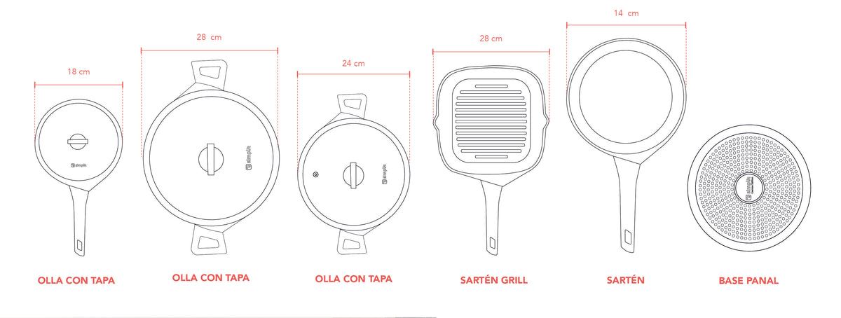 Simplit | Batería de Cocina Antiadherente Classic Series 8 Piezas