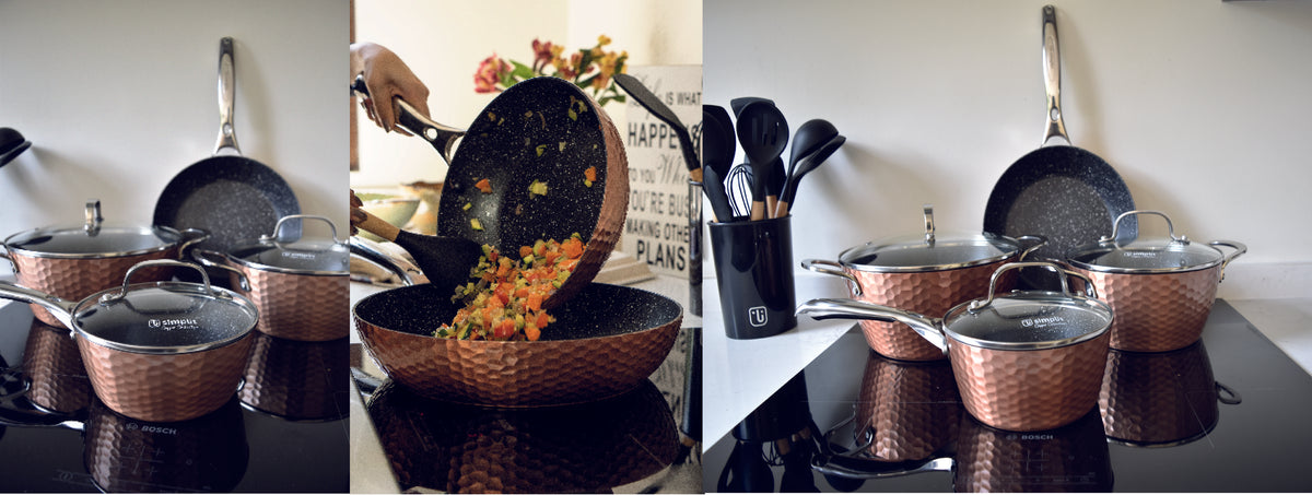 Simplit | Batería de Cocina Antiadherente Copper Collection 7 Piezas