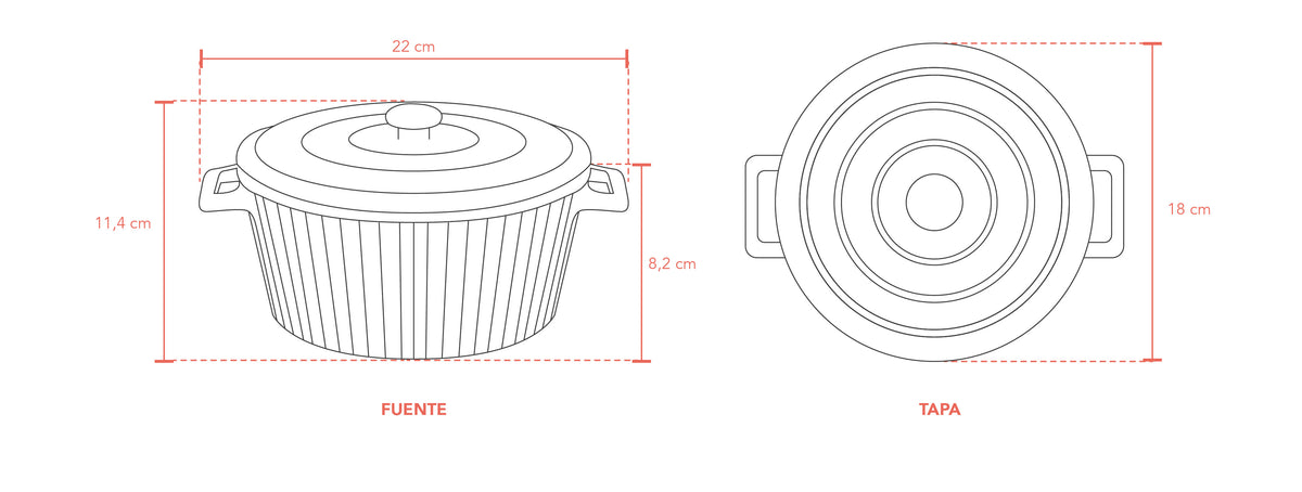 Simplit | Fuente de Cerámica para Horno Cacerola Olla Roja