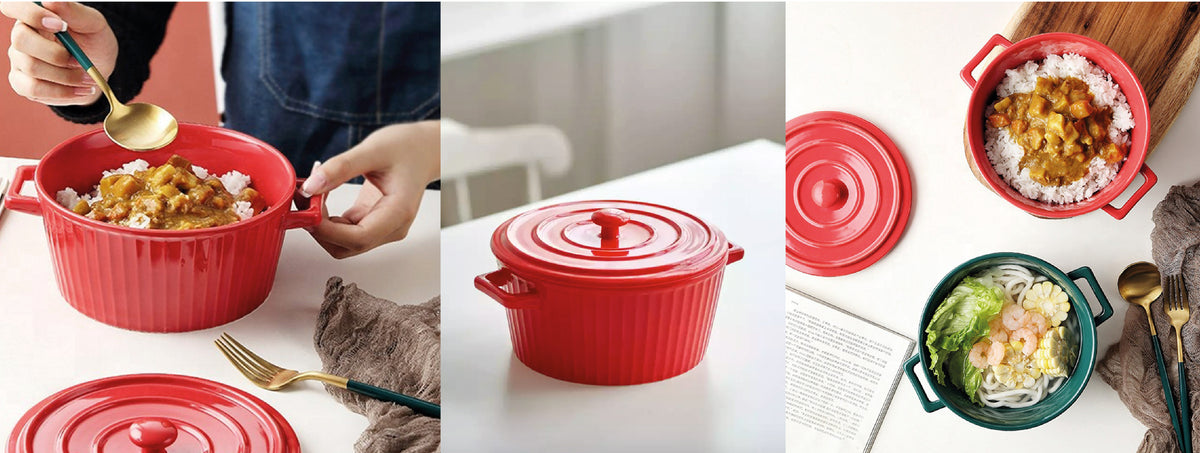 Simplit | Fuente de Cerámica para Horno Cacerola Olla Roja