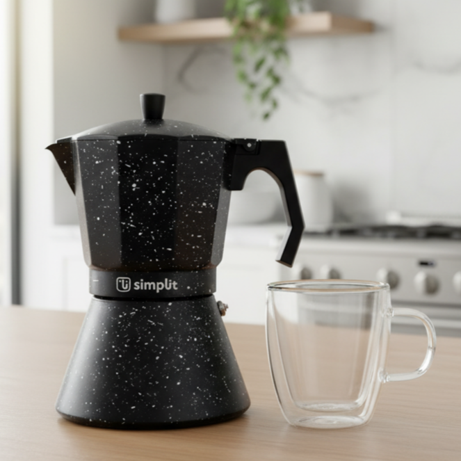 Pack Cafetera Italiana 12 Tazas + Taza Doble Pared 350 ml