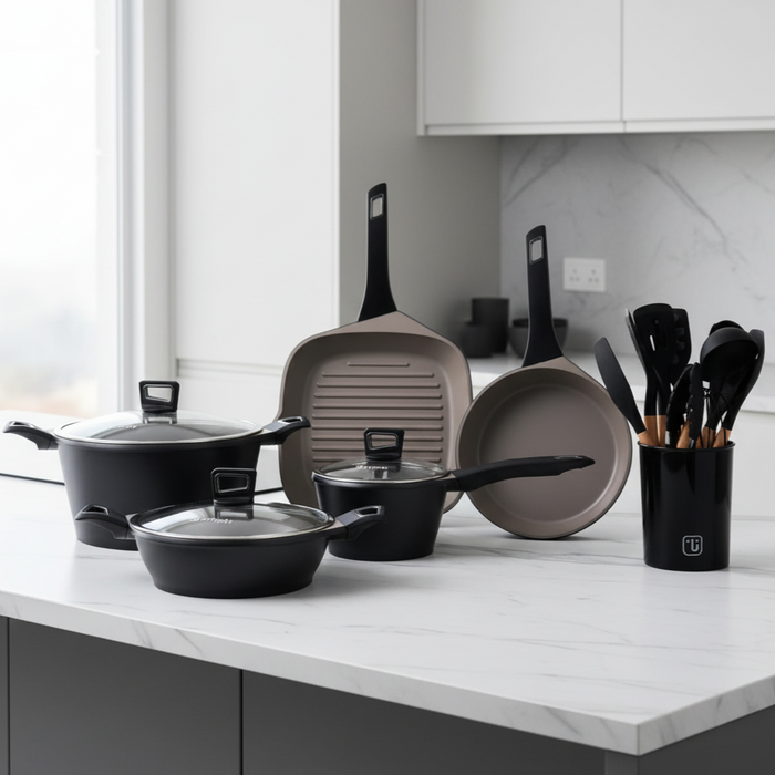 Kit Batería Cocina 8 Pza + Set 12 Utensilios Simplit