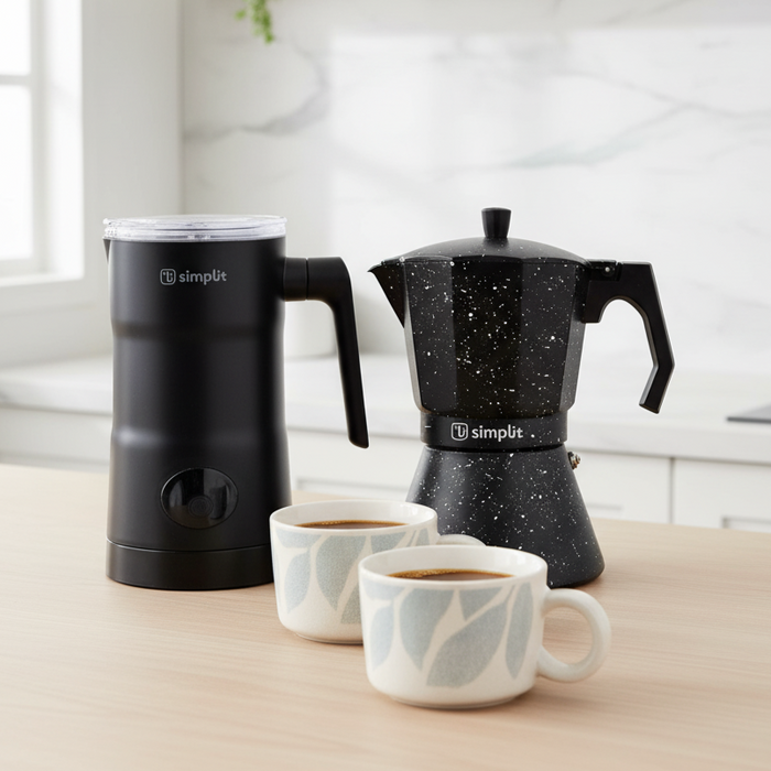 Pack Espumador + Cafetera 12 tazas + 2 Tazas Palermo